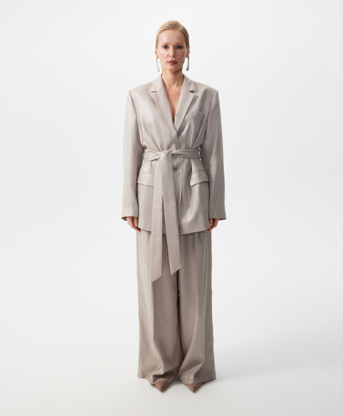 Пиджак льняной прямой свободной формы GLVR, цвет: серый, 126G22GAC4804 купить онлайн