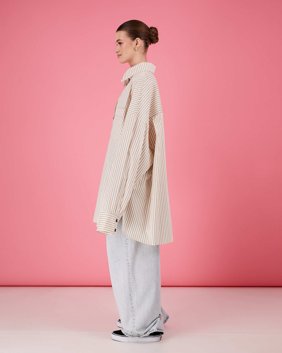 Рубашка макси оверсайз #34 TABOO, цвет: молочный, Rub34 купить онлайн