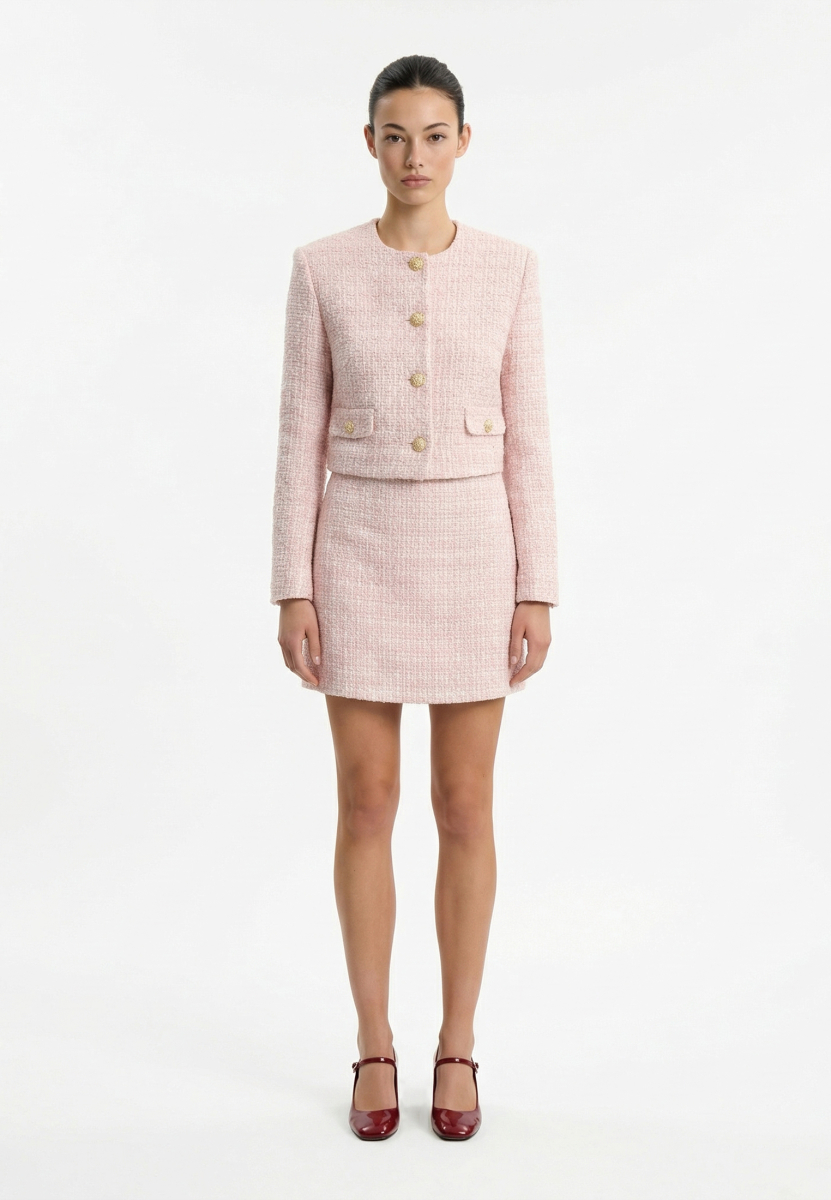 Жакет укороченный из твида с клапанами REFERT, цвет: розовый, 04-3505/3-2511 купить онлайн
