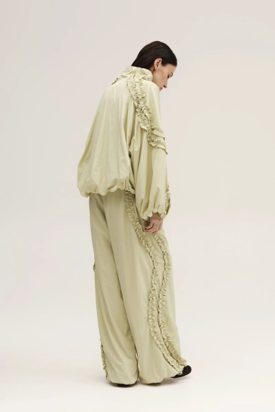 Брюки с поплывшими лампасами UNKE, цвет: зеленый, 2602T001N_G купить онлайн