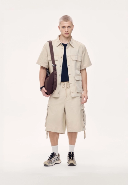 Мужская рубашка карго из твила MUTED, цвет: бежевый, 904737.MSHR0025_Beige купить онлайн
