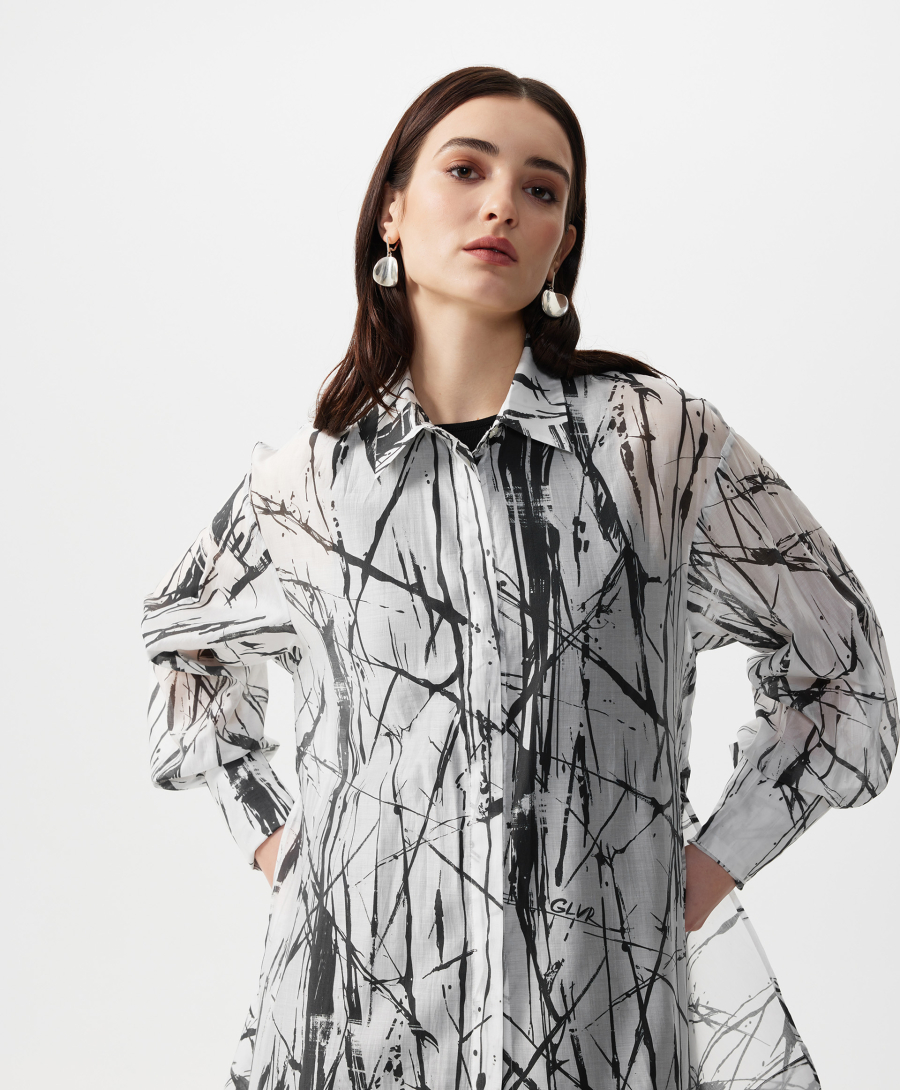 Туника из полупрозрачной ткани GLVR, цвет: белый, 126G21GAC2224 купить онлайн