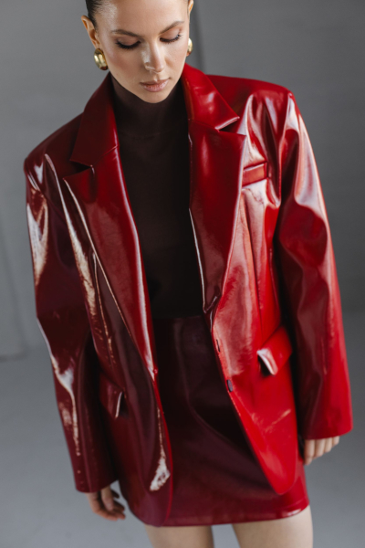 Юбка из экокожи мини лаковая VLVT, цвет: Бордовый, 00-00005128 купить онлайн