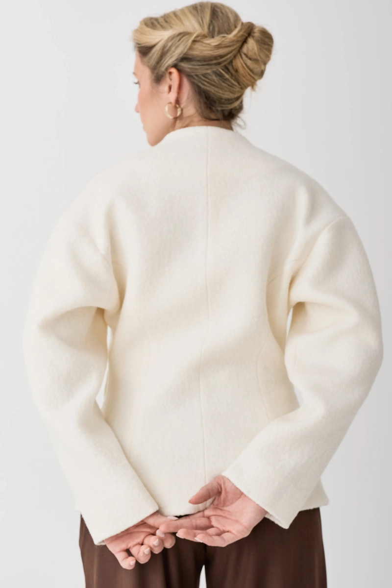 Жакет О-образный из фактурной шерсти Ricoco, цвет: белый, 6084/1 купить онлайн