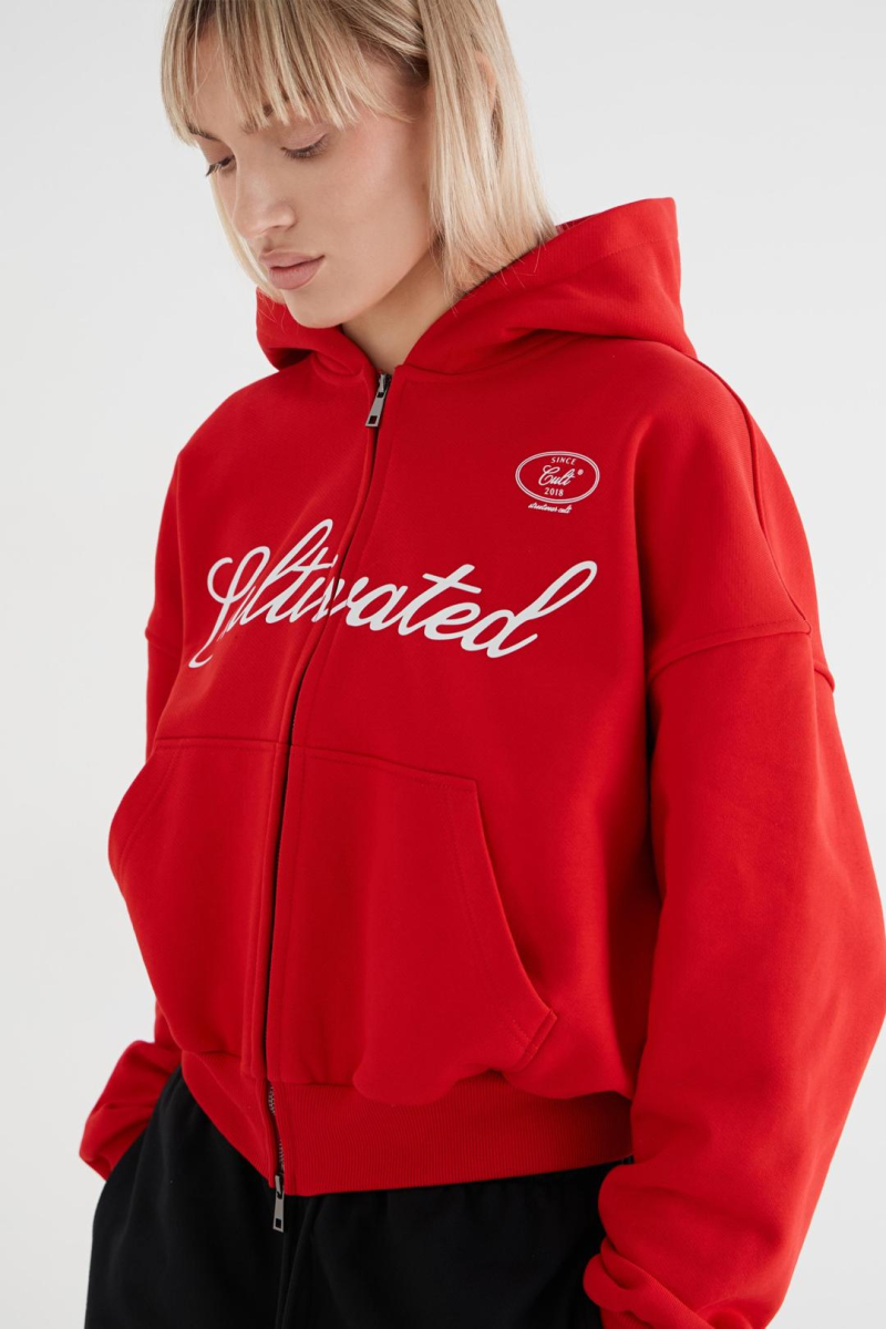 Худи на молнии «Город» CULTBASE, цвет: красный,  купить онлайн