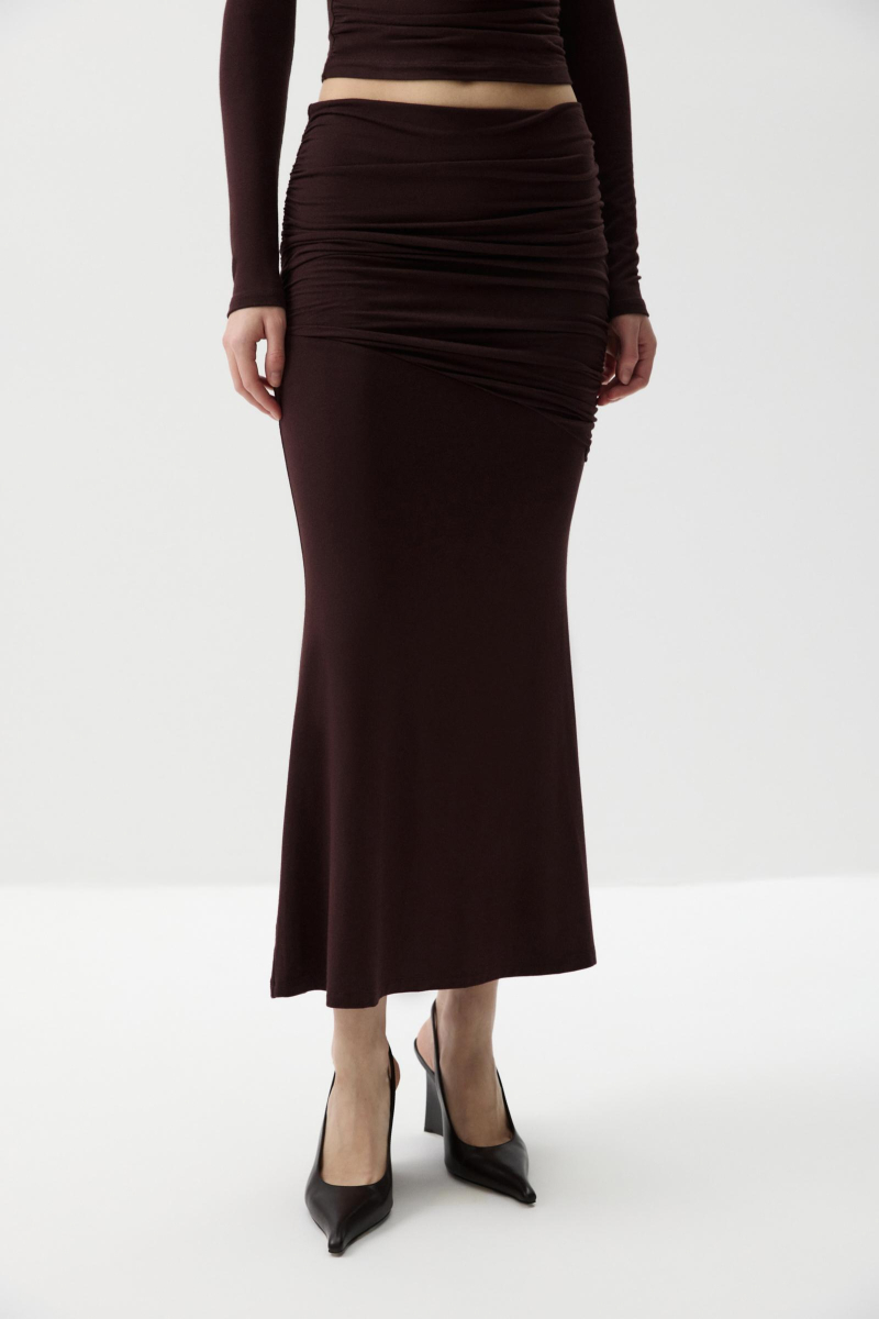 Юбка-годе из вискозы Charmstore, цвет: коричневый, 216-53265-551 купить онлайн