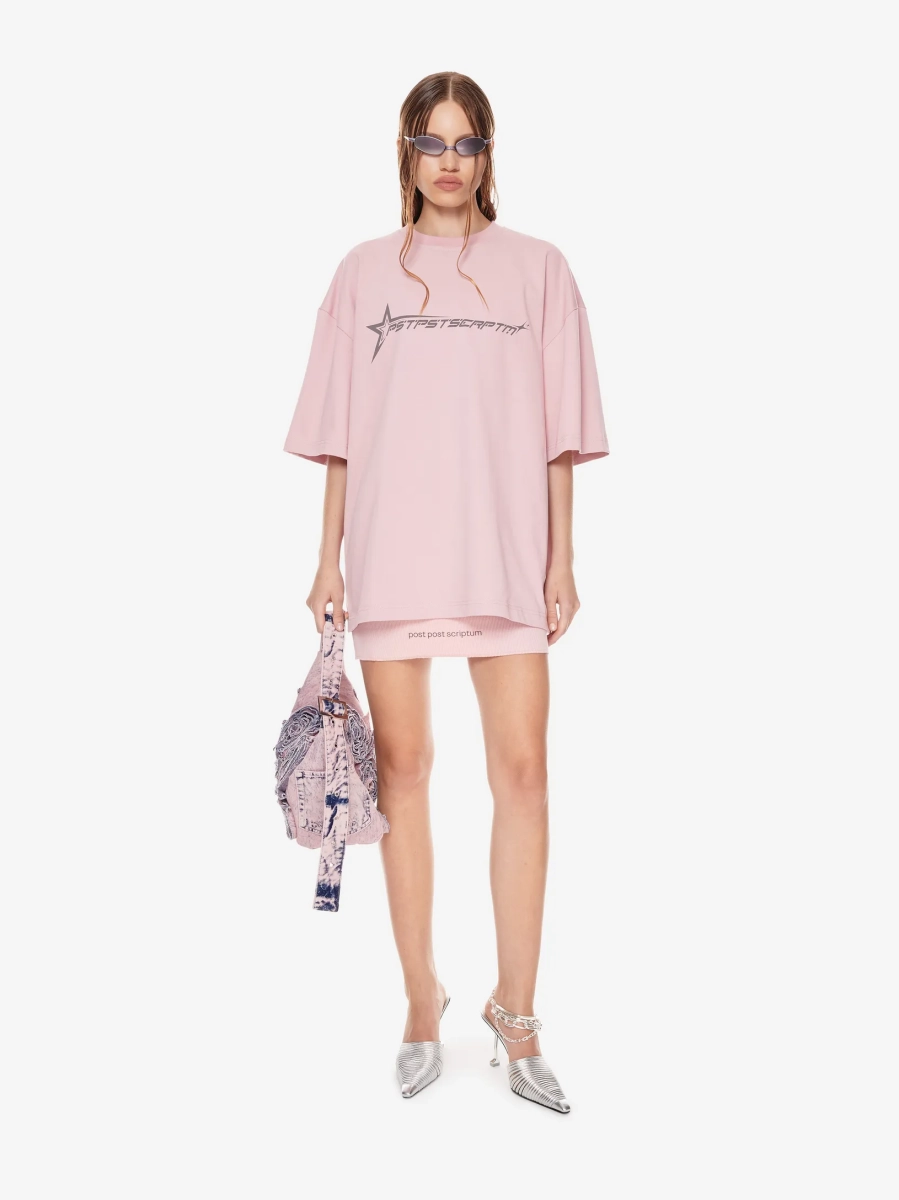 Футболка оверсайз с принтом POST POST SCRIPTUM, цвет: розовый, 1131.002.00.03.420 купить онлайн