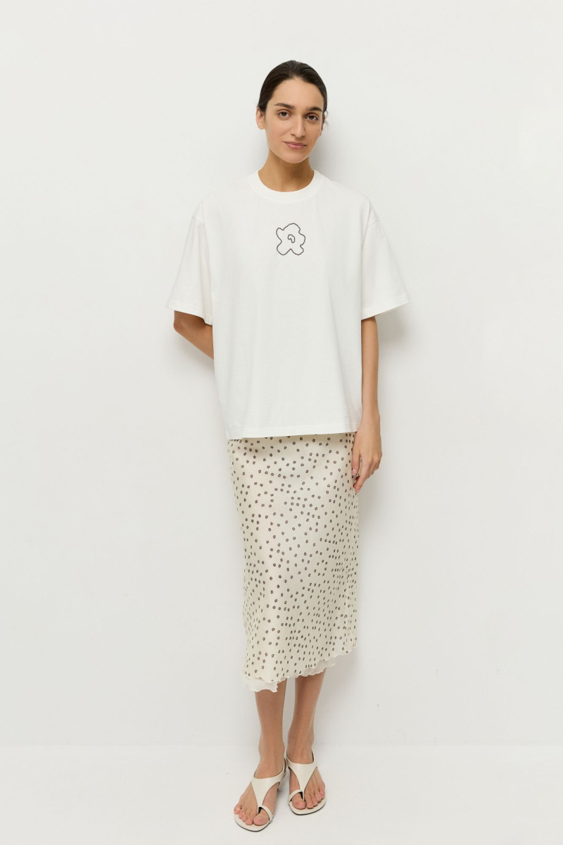 Футболка с ручной вышивкой AROUND, цвет: белый, 219_117C01 купить онлайн