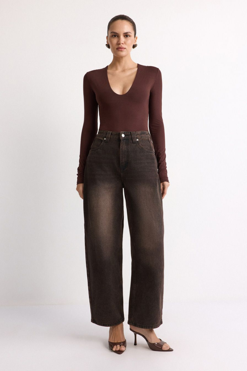 Широкие джинсы TOPTOP, цвет: коричневый, TT.036.18481.700 купить онлайн
