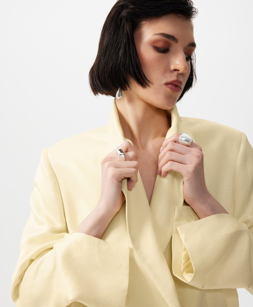 Пиджак двубортный свободной формы GLVR, цвет: Желтый, 126G24GAC4813 купить онлайн