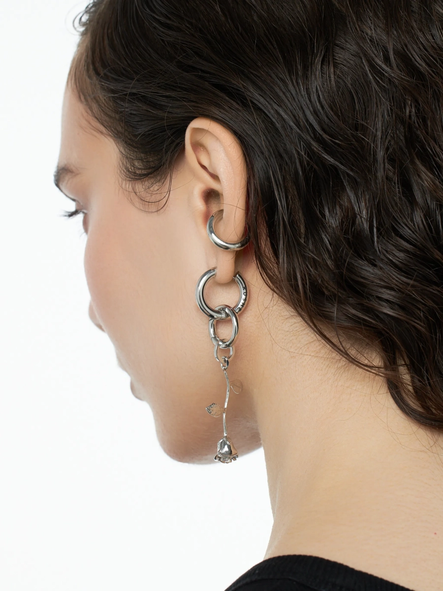 Моносерьга с розой RUSHEV, цвет: Серебряный RSHV_MONO_RS1S | новая мужская коллекция купить онлайн