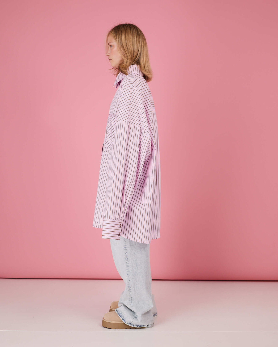 Рубашка макси оверсайз #19 TABOO, цвет: розовый, Rub19 купить онлайн