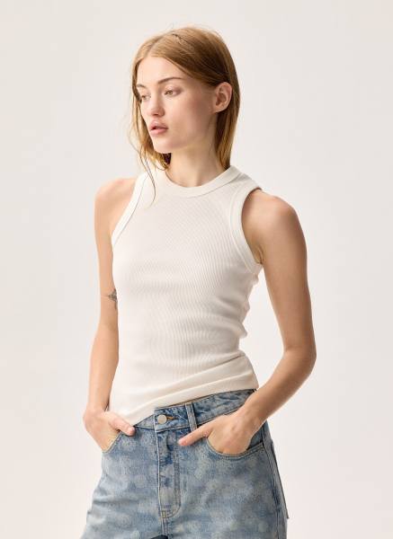 Майка в рубчик ALL WE NEED, цвет: белый,  купить онлайн