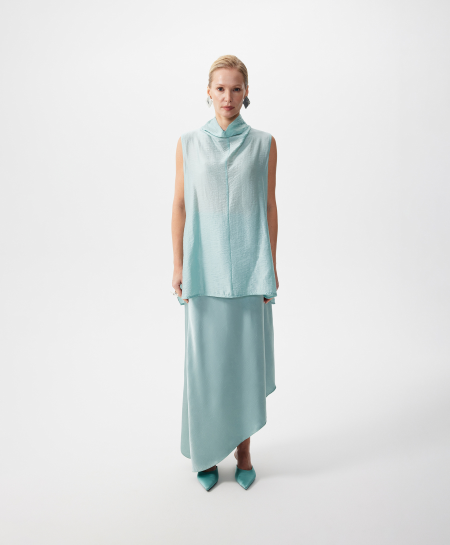 Блузка удлиненная без рукавов GLVR, цвет: зеленый, 126G26GAC2220 купить онлайн