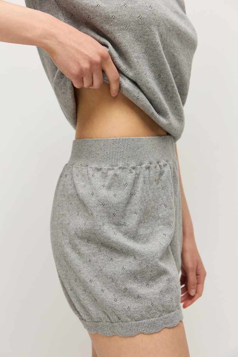 Шорты пуантель из хлопка с кашемиром AROUND, цвет: серый меланж, 289_69CC06 купить онлайн