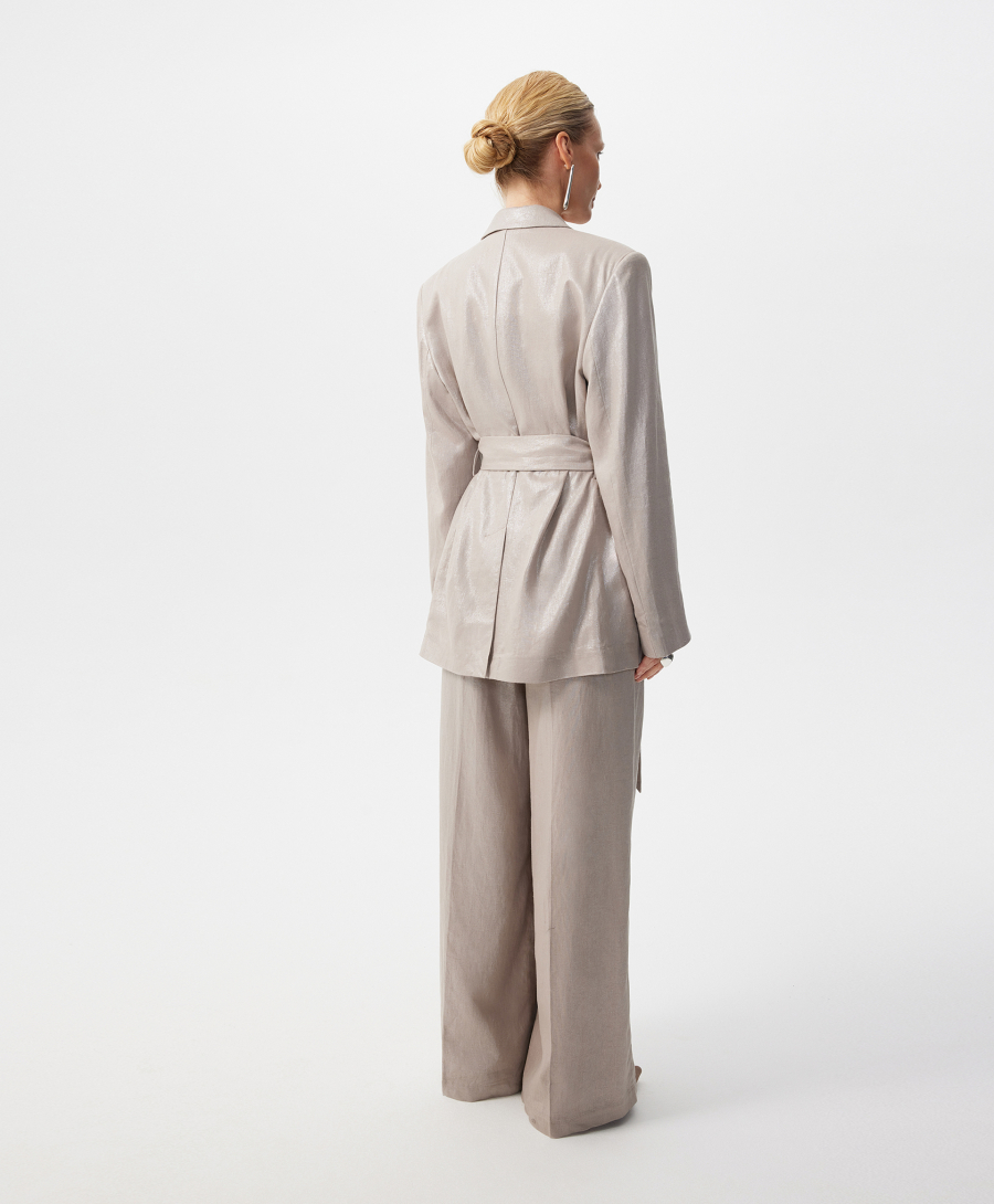 Пиджак льняной прямой свободной формы GLVR, цвет: серый, 126G22GAC4804 купить онлайн