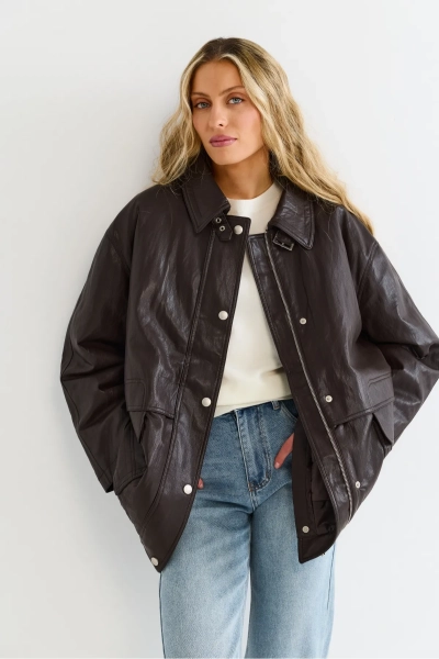 Утепленная парка из экокожи Erist store, цвет: коричневый, НФ-00003165 купить онлайн