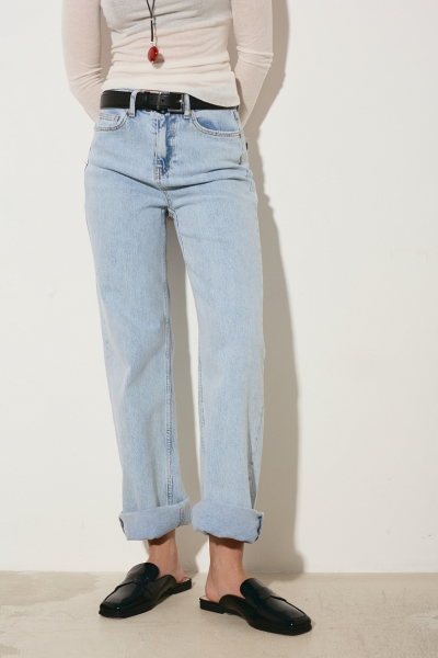 Джинсы прямые с завышенной посадкой Ricoco, цвет: голубой, 3066/2 купить онлайн