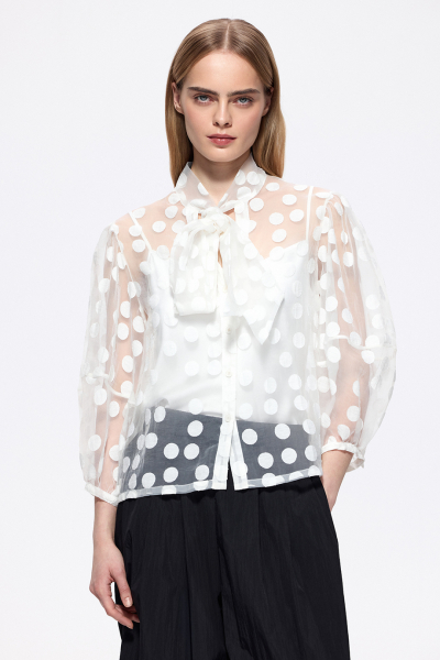 Блузка из деворе с бантом DREAMS BY ALENA AKHMADULLINA, цвет: белый, 126102050204387/702000 купить онлайн