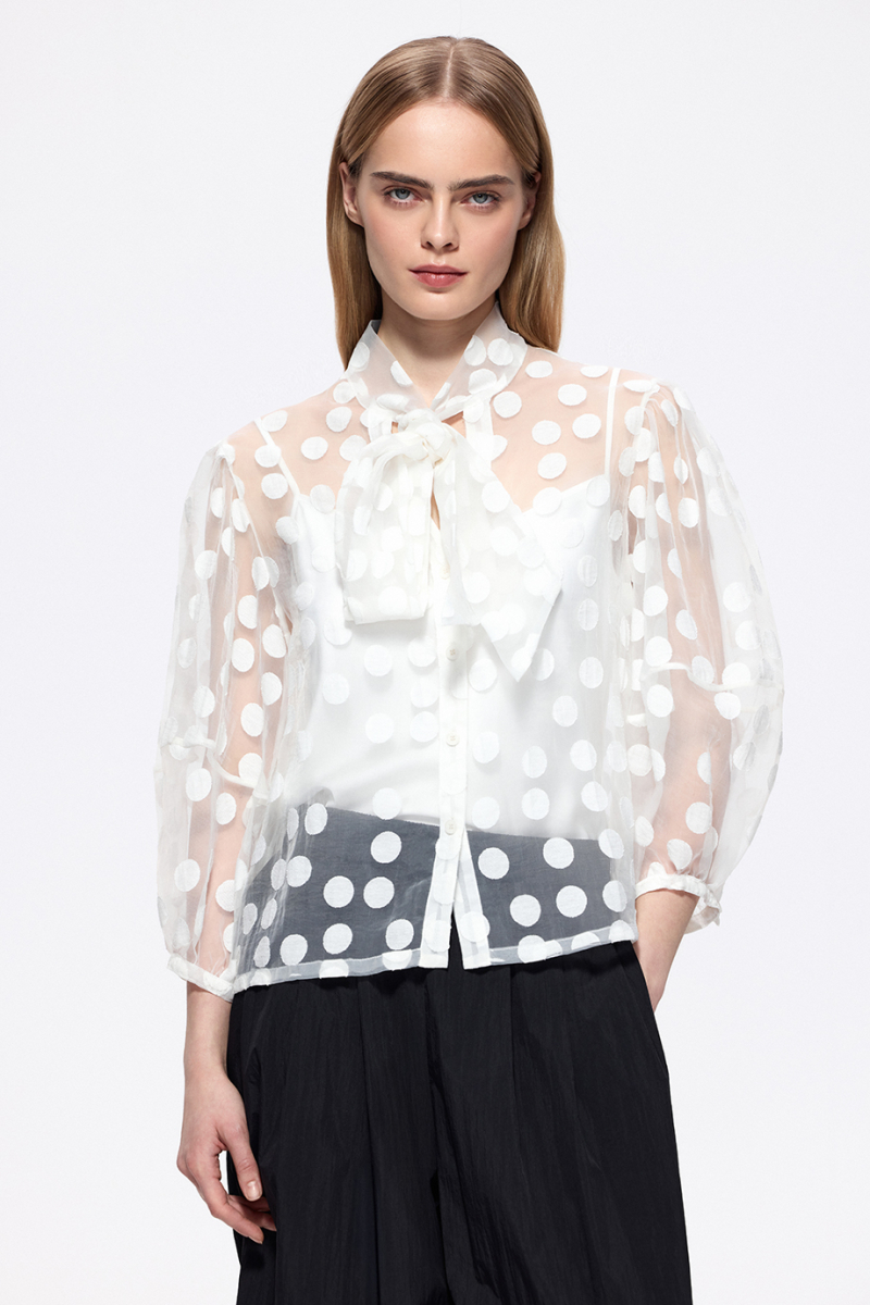 Блузка из деворе с бантом DREAMS BY ALENA AKHMADULLINA, цвет: белый, 126102050204387/702000 купить онлайн