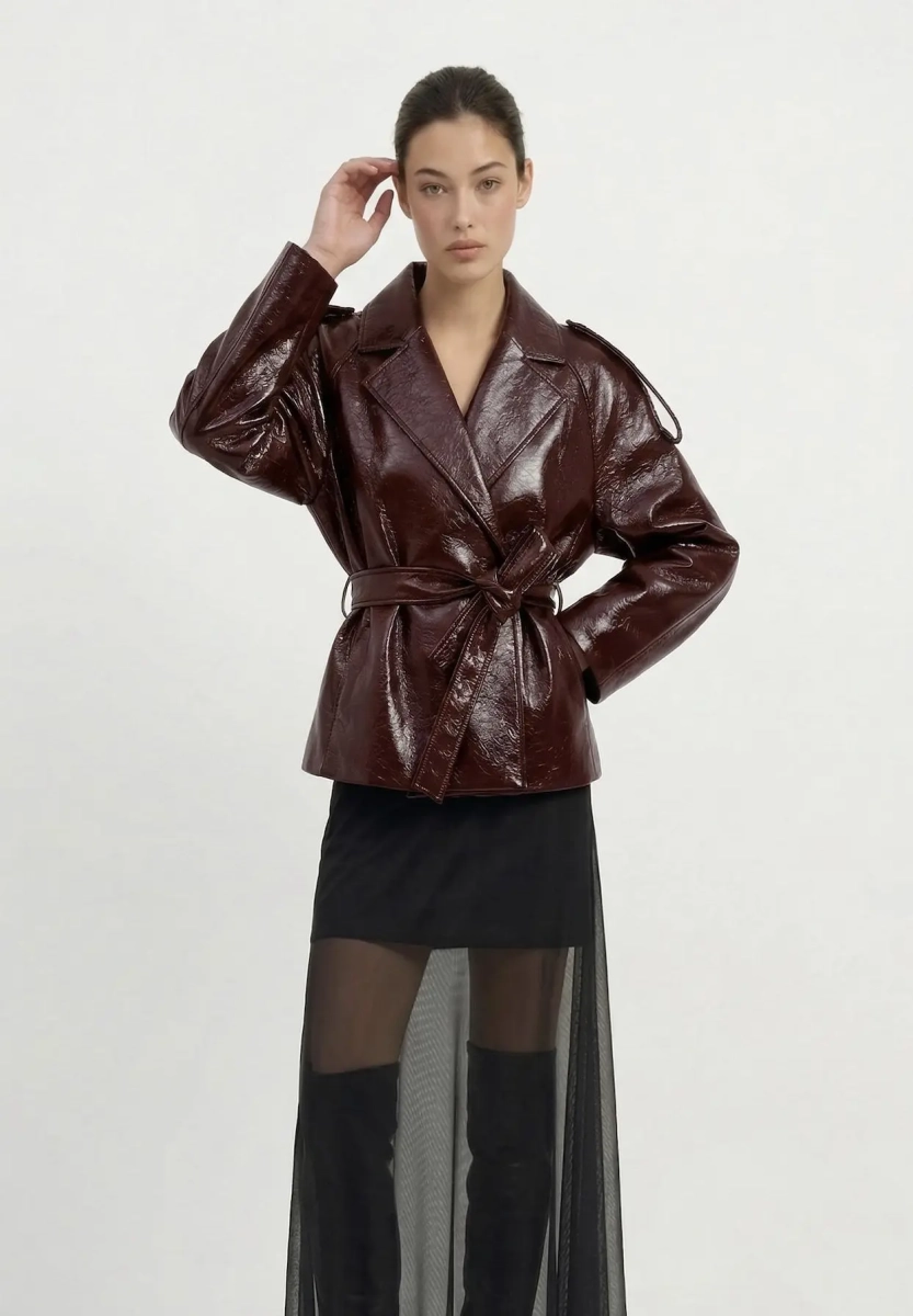 Куртка из эко-кожи с рукавом реглан