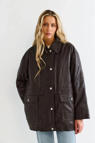 Утепленная парка из экокожи Erist store, цвет: коричневый, НФ-00003165 купить онлайн