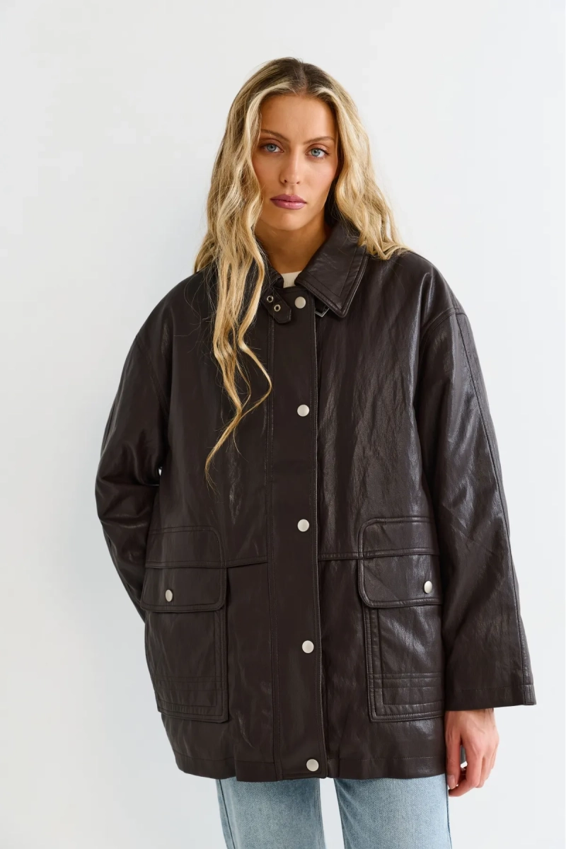 Утепленная парка из экокожи Erist store, цвет: коричневый, НФ-00003165 купить онлайн