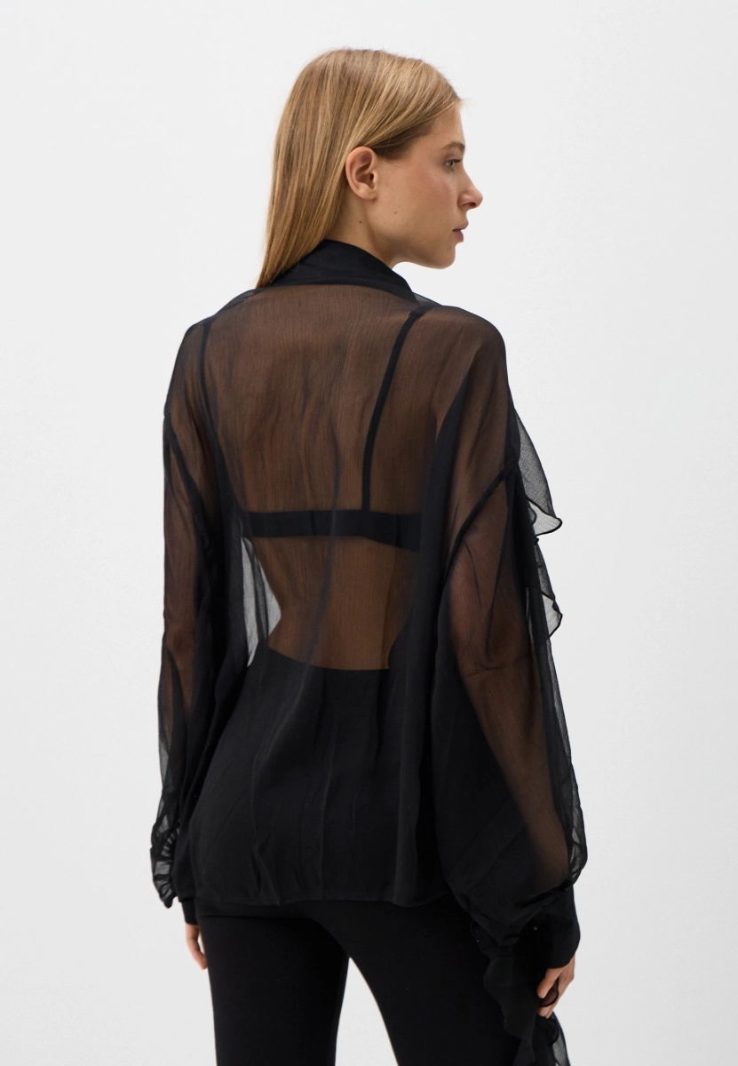 Блузка шифоновая ENEVOO, цвет: Черный, 02657 купить онлайн