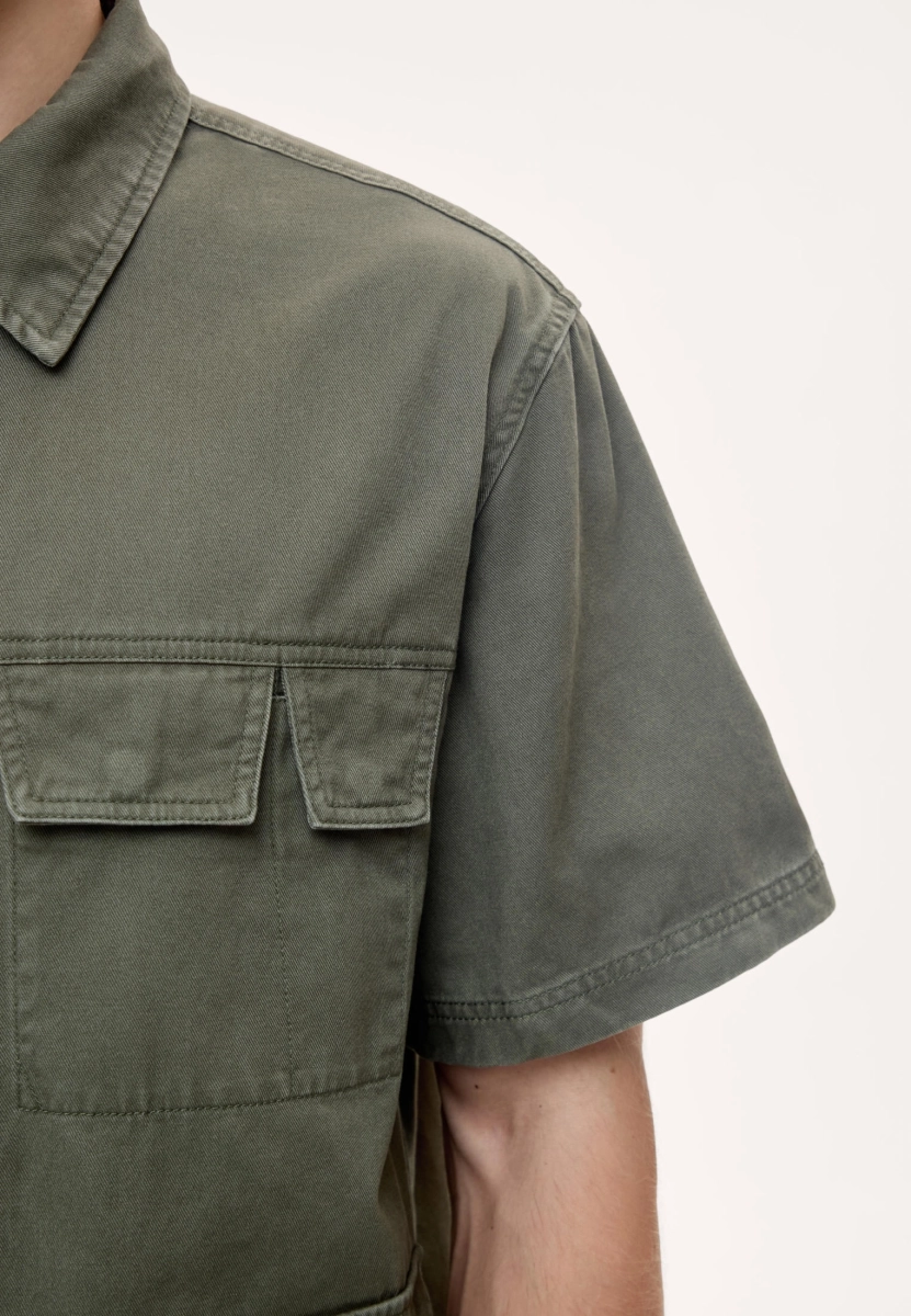 Мужская рубашка карго из твила MUTED, цвет: Темно-зеленый, 904737.MSHR0025_Dark-green купить онлайн