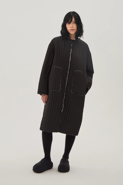 Пальто двухсторонее стеганное UNKE, цвет: Черный, 2601С00P_BL/FL купить онлайн