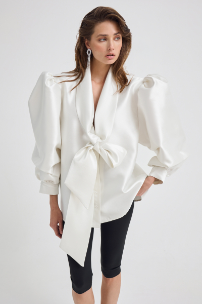 Блуза с бантом Shtripling, цвет: белый, SHRUB006WHT купить онлайн