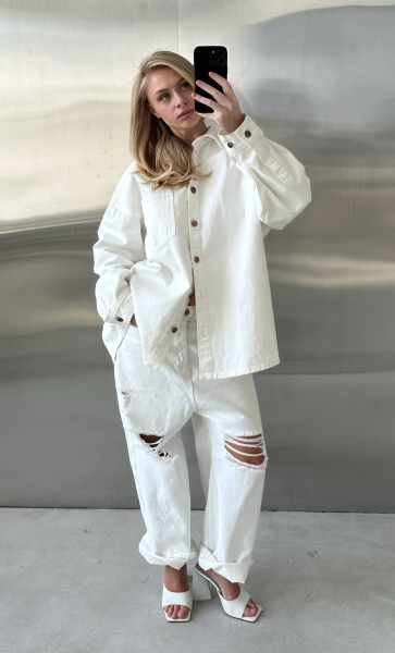 Рубашка объемная из денима Label .B, цвет: белый, Dn.06.4.0325WH купить онлайн