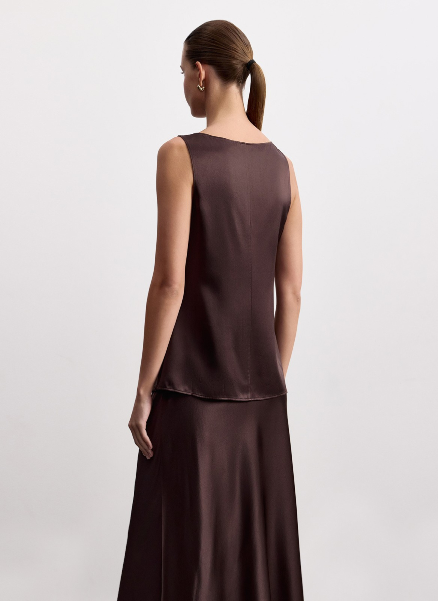 Топ из шелка ALL WE NEED, цвет: коричневый, 2603W1129P-19 купить онлайн