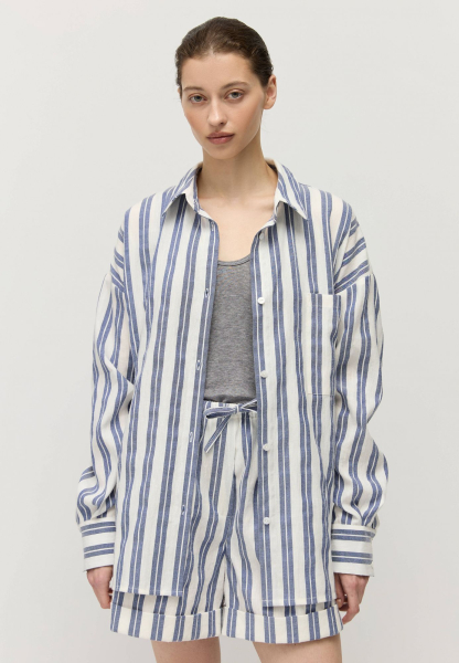 Рубашка из смесового хлопка AROUND, цвет: белый/синий, 21010_29CP01 купить онлайн