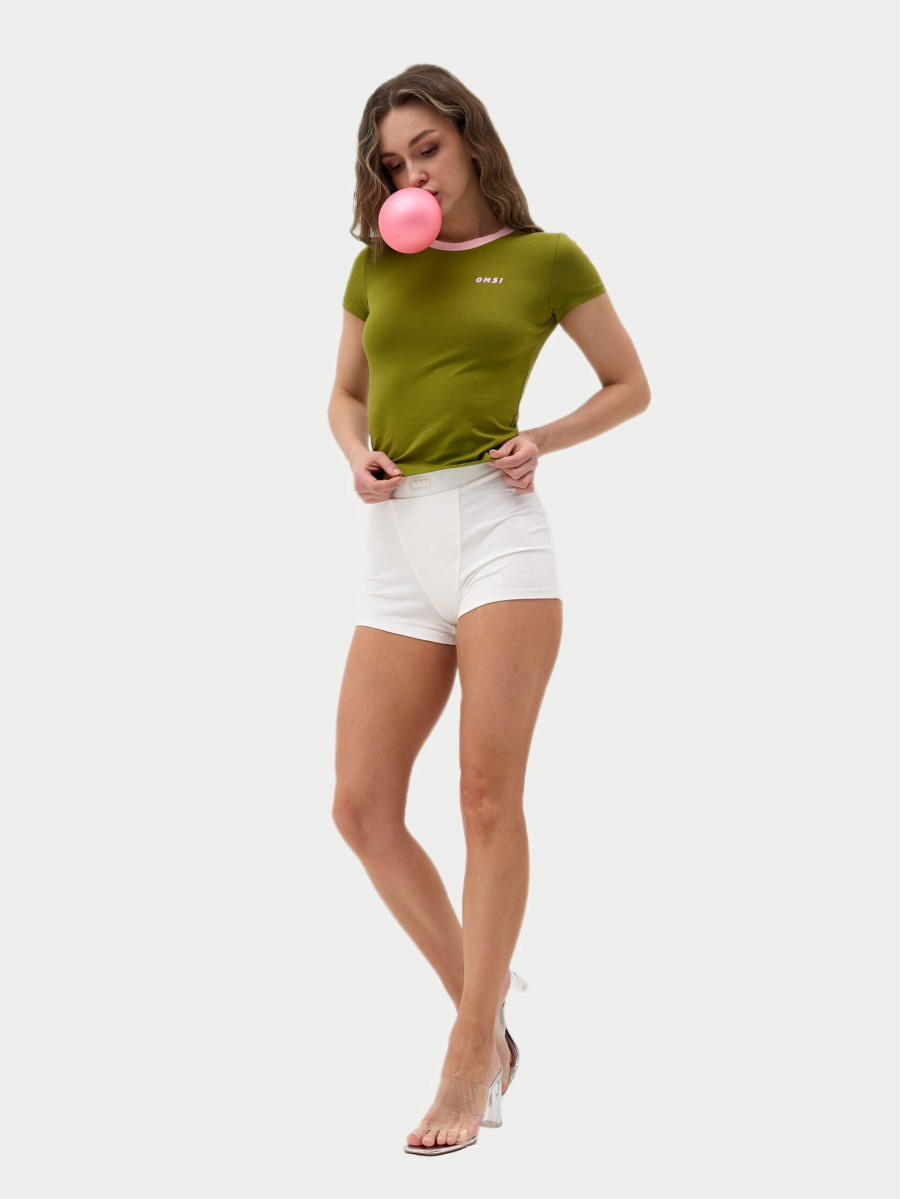 Футболка с контрастной горловиной ONSI, цвет: матча,  купить онлайн