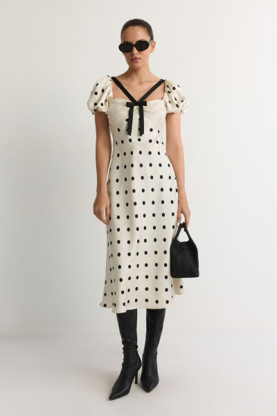 Платье с принтом «горох» TOPTOP, цвет: белый, TT.011.18642.121 купить онлайн