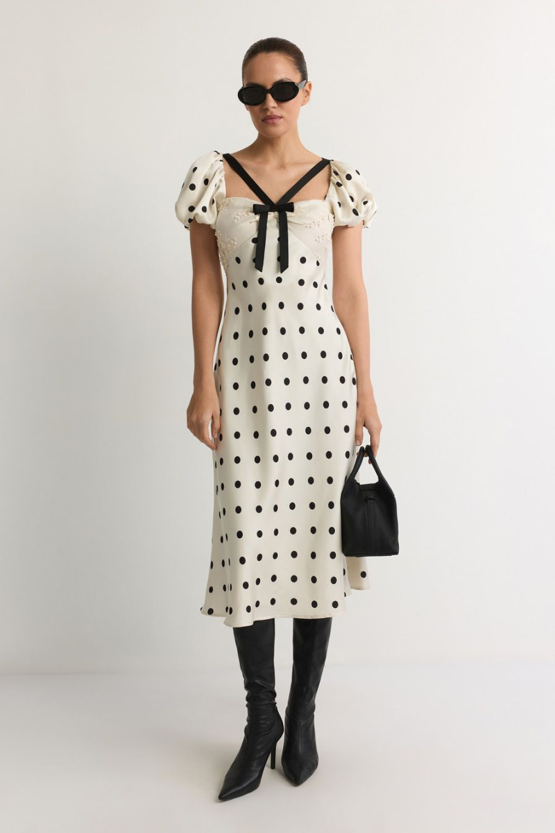 Платье с принтом «горох» TOPTOP, цвет: белый, TT.011.18642.121 купить онлайн