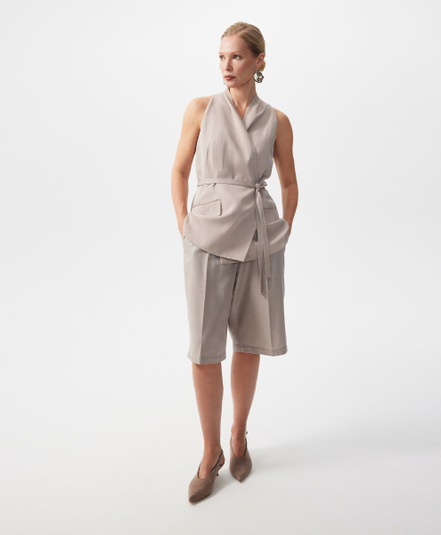 Текстильный жилет с запахом GLVR, цвет: серый, 126G22GAC4706 купить онлайн