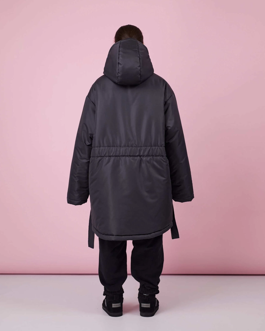 Куртка зимняя с поясом TABOO, цвет: графит, K002 купить онлайн Куртка зимняя с поясом TABOO, цвет: графит, K002 купить онлайн