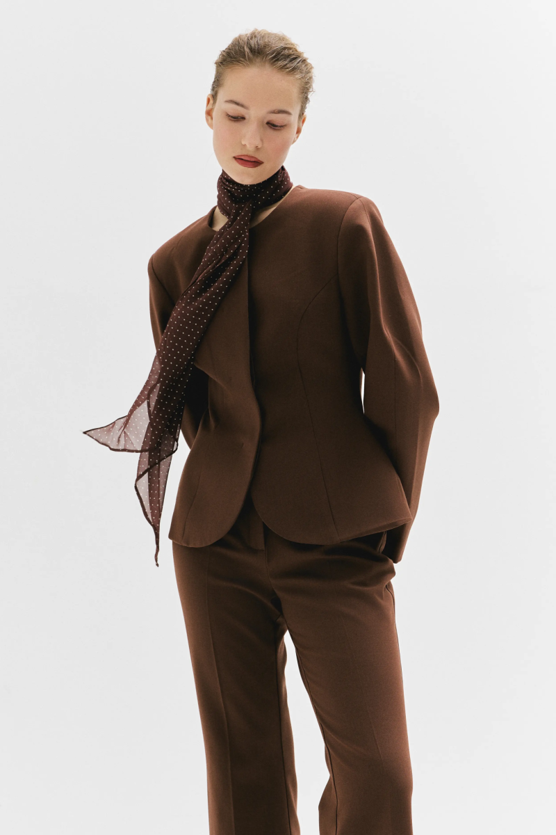 Жакет приталенный с О-рукавами