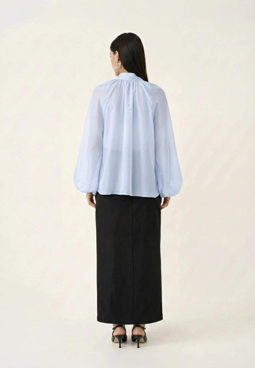 Блуза из шифона с бантом REFERT, цвет: голубой, 12-3545/3-2511 купить онлайн