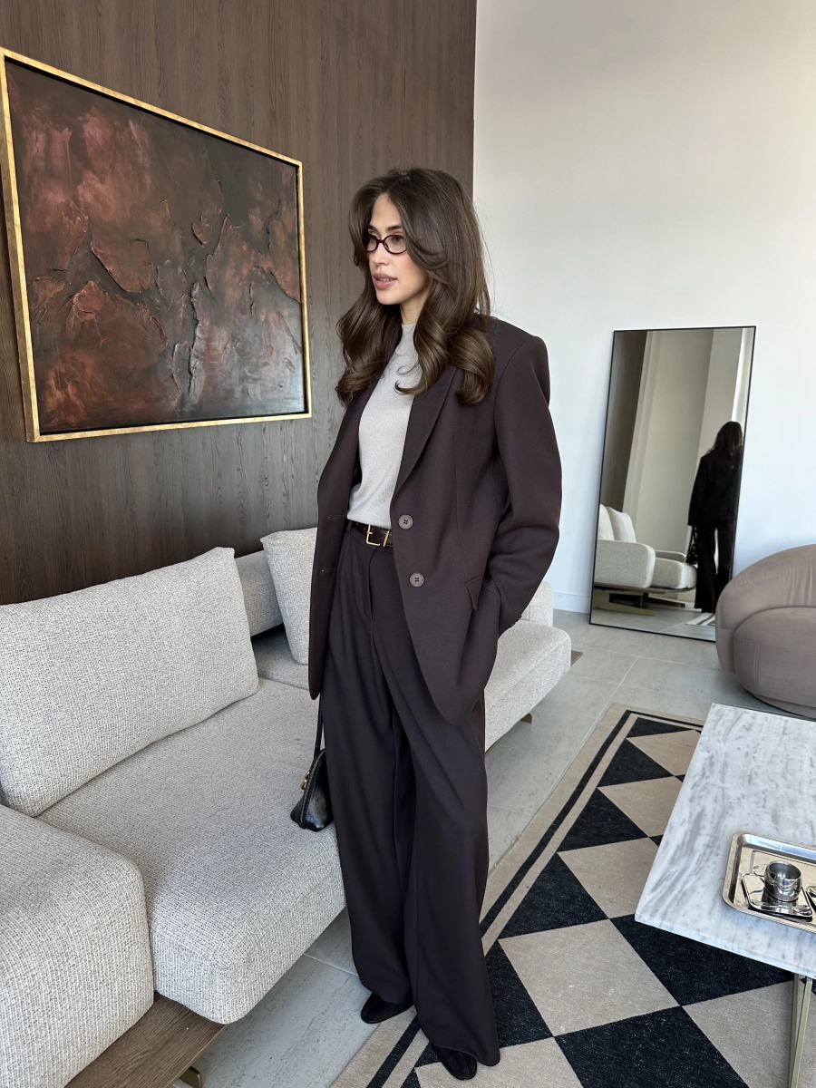 Брюки из вискозы на заниженной талии VLVT, цвет: коричневый, 00-00005361 купить онлайн