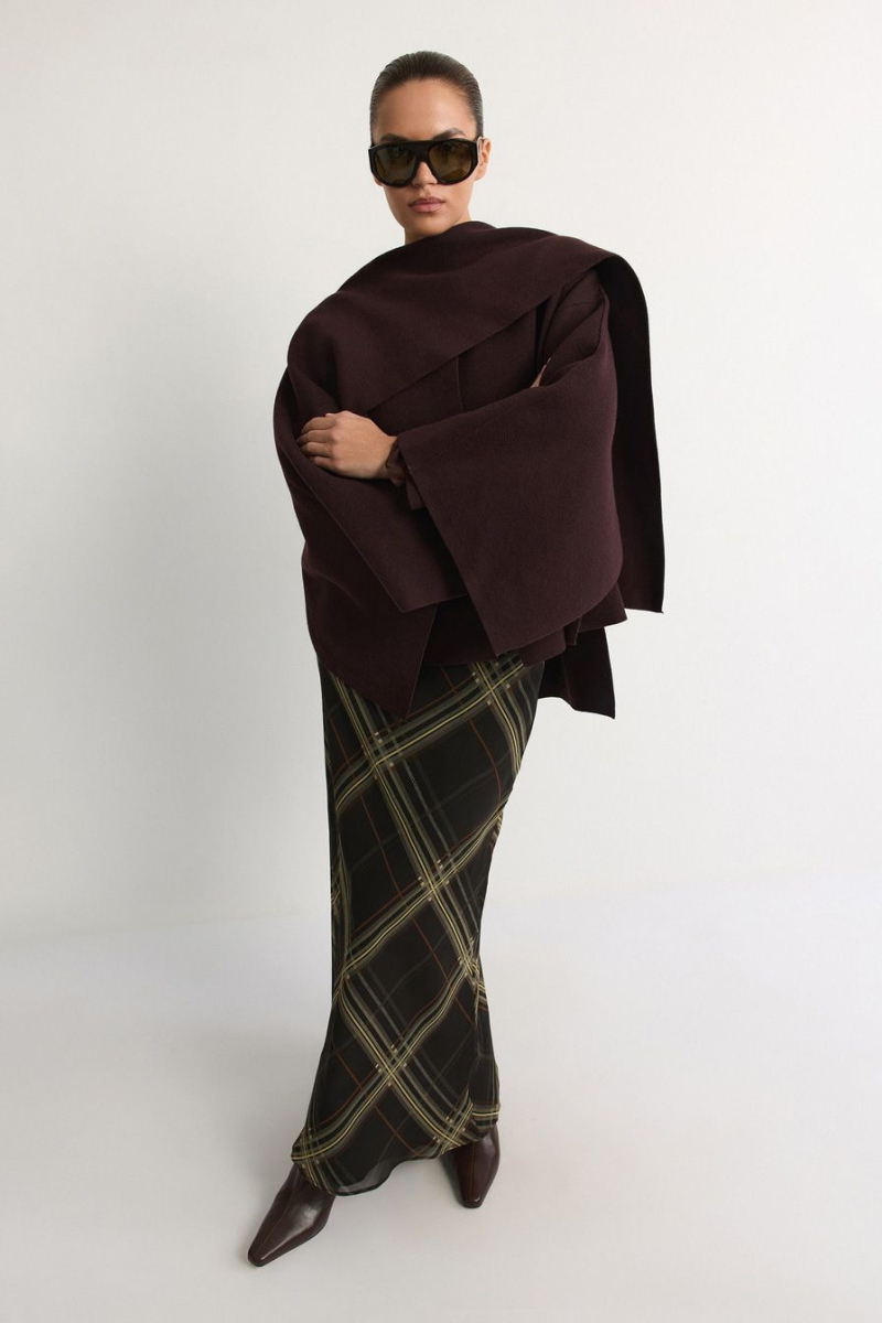 Кардиган с шарфом TOPTOP, цвет: коричневый, TTS.051.18936.700 купить онлайн