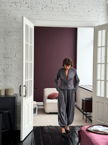 Брюки из замши GARCHIT, цвет: серый, GARZamBrGr купить онлайн