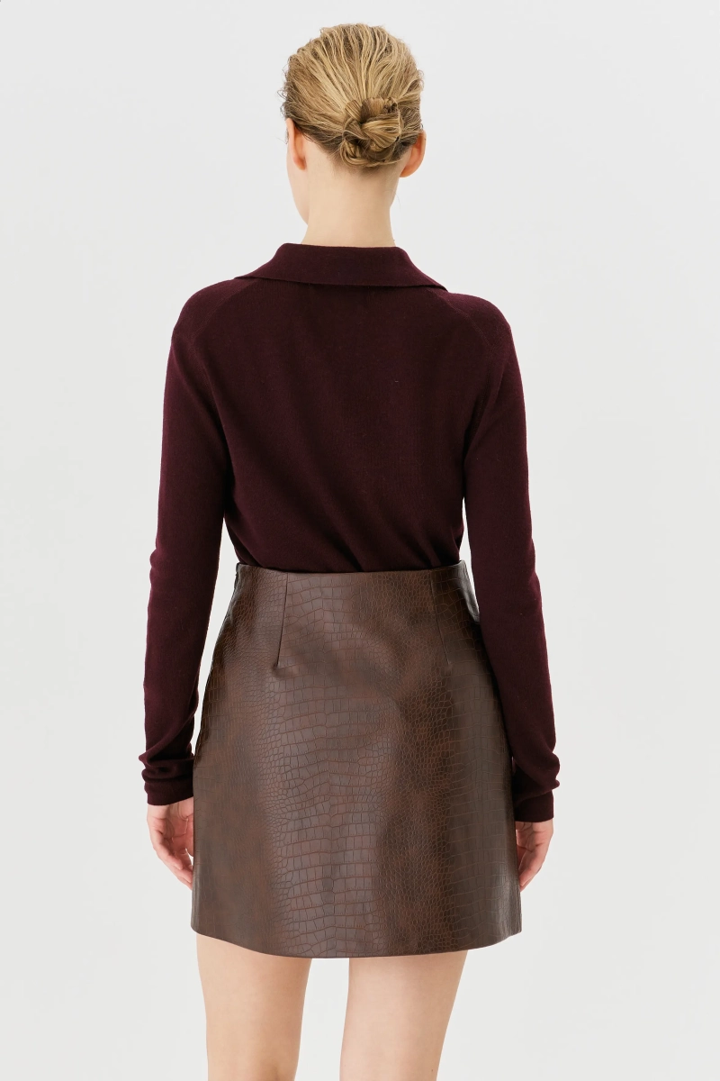 Юбка мини из экокожи с тиснением Ricoco, цвет: коричневый, 7050u/2 купить онлайн