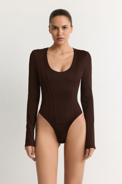 Боди с широкими плечами TOPTOP, цвет: коричневый, TTS.023.18296.700 купить онлайн