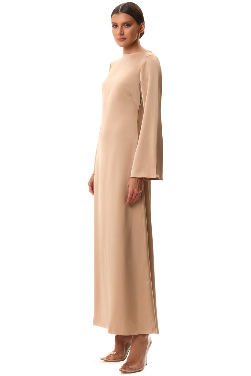 Платье приталенное макси SODAMODA, цвет: бежевый, 11999 купить онлайн