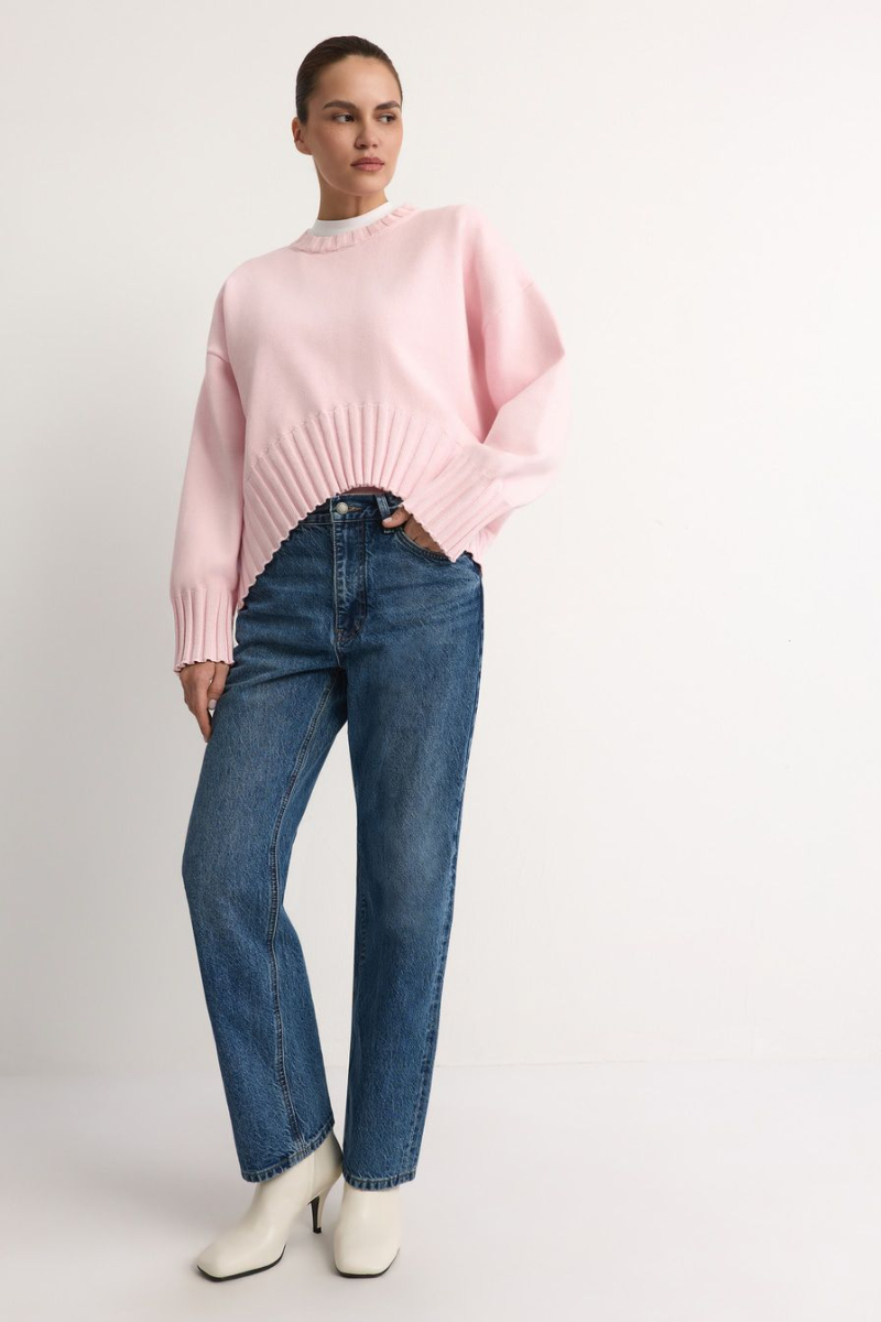 Джемпер с асимметричным низом TOPTOP, цвет: розовый, TT.050.18786.300 купить онлайн