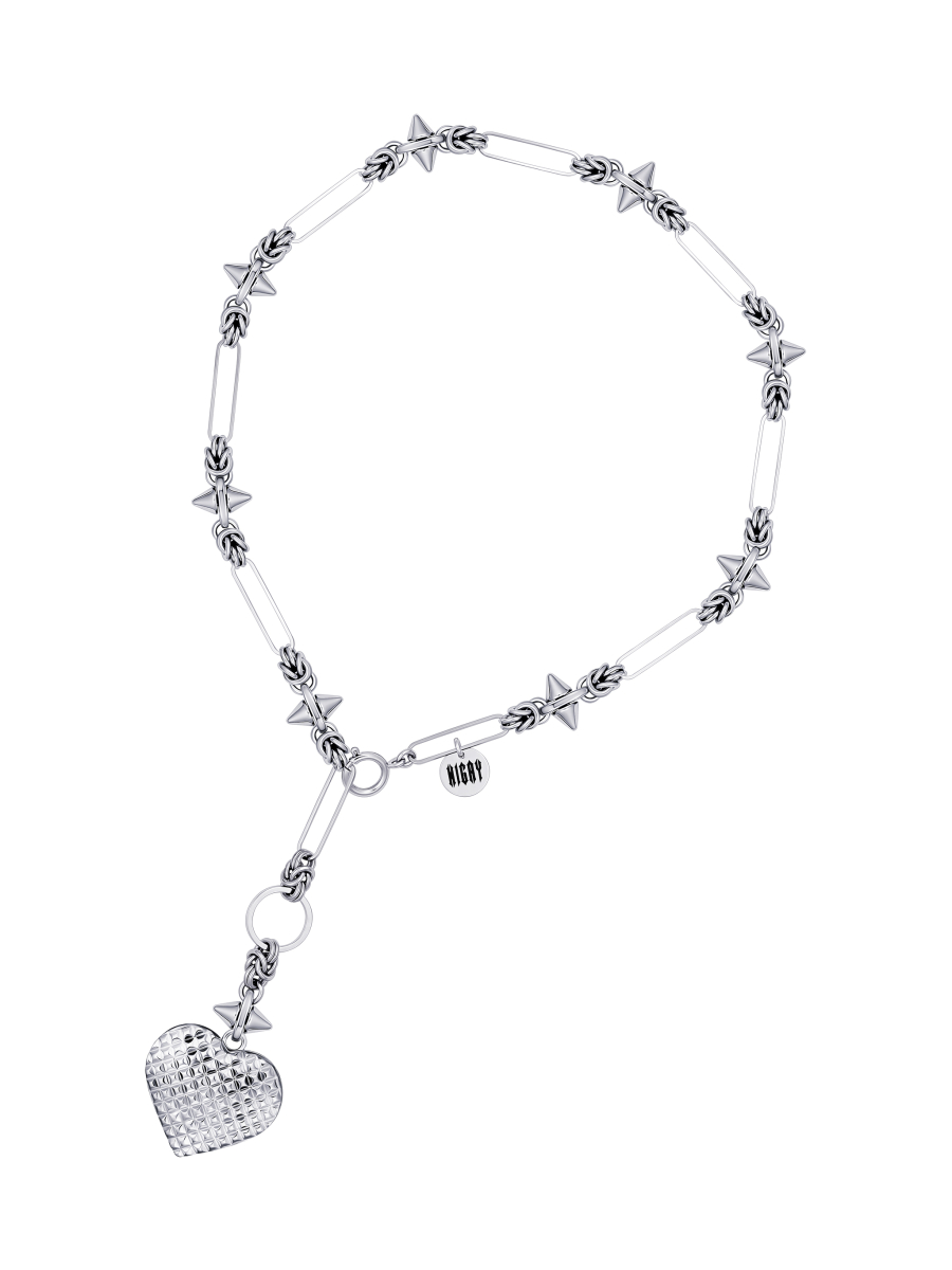 Колье с сердцем и шипами RUSHEV, цвет: Серебряный RSHV_N25_NC3 | новая мужская коллекция купить онлайн