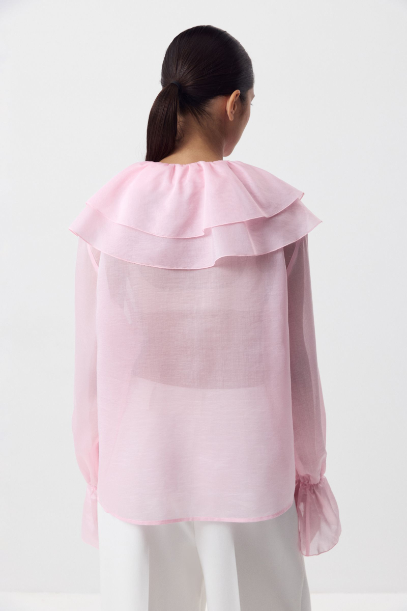 Блуза с воланами из тенсела Charmstore, цвет: розовый, 102-416100-221 купить онлайн Блуза с воланами из тенсела Charmstore, цвет: розовый, 102-416100-221 купить онлайн